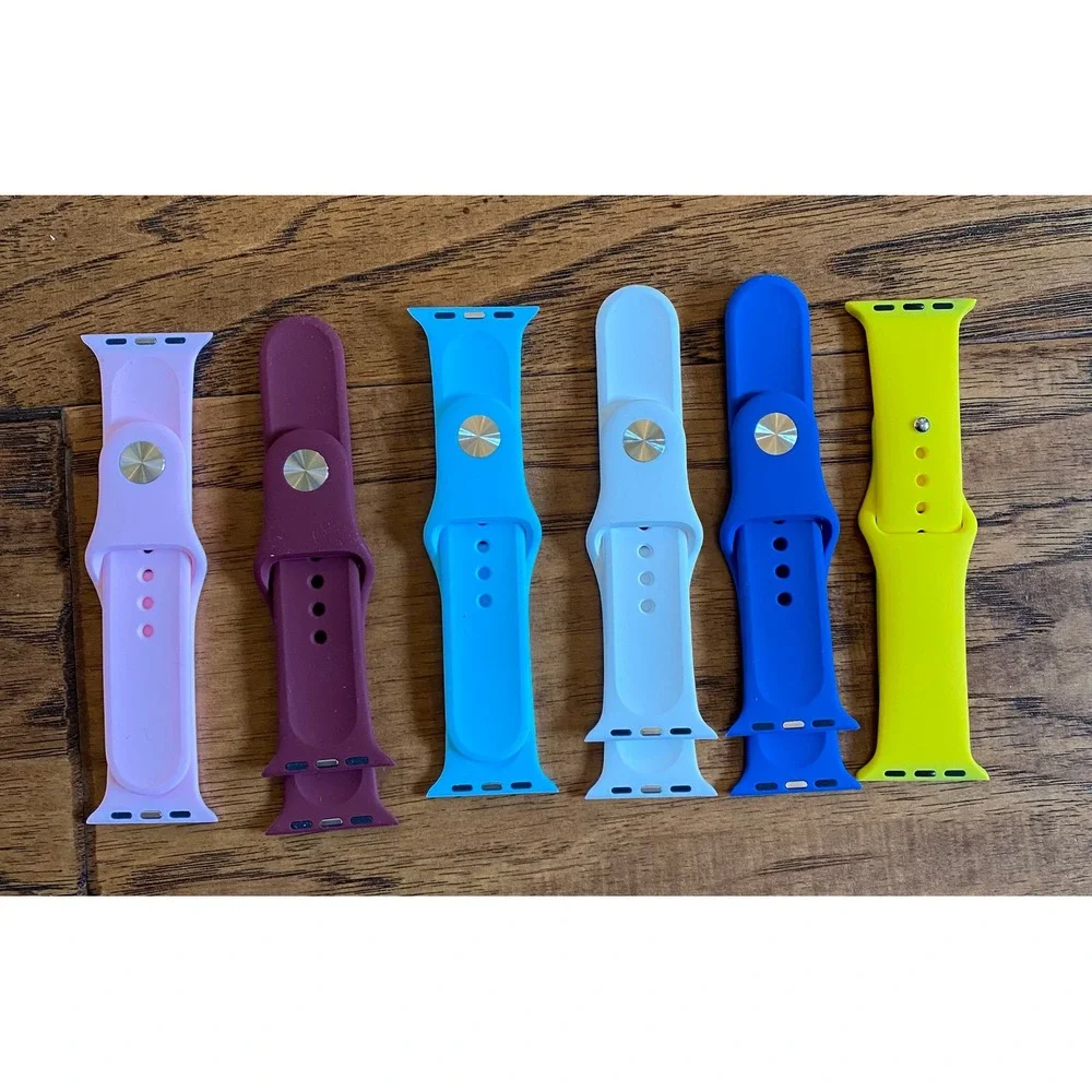 6 Pack Silicone Sport Bands for Apple Watch 38mm 40mm Multi Color Bundle Set